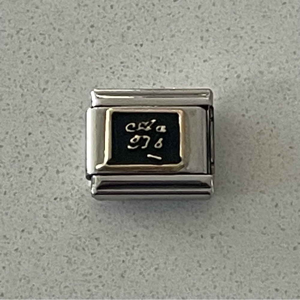 Zoppini Stainless Steel and Gold Black Italian Charm